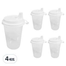이로울생활 다회용 컵 500ml x 5p + 스트로우프리 뚜껑 5p 세트, 4세트