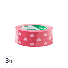 A'rubble 包裝用封箱膠帶 45mm x 100m B0210, 5 粉紅愛心, 3個