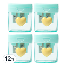 마카롱 컬러 미니사이즈 연필깎이, 더블 그린, 12개