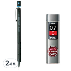 펜텔 그래프 샤프 1000 PG1007 + 아인슈타인 샤프심 B 세트, 0.7mm, 2개
