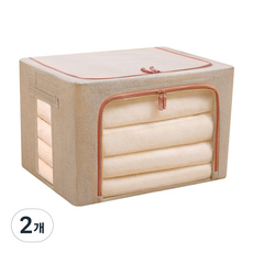 부스마켓 린넨 다용도 보관 가방 대 100L, 베이지, 2개