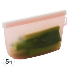 lilive 더블락 실리콘 지퍼백 핑크, 500ml, 1개입, 5개