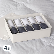 이즈리빙 칸칸칸 속옷 정리함, 아이보리 + 아이보리뚜껑, 4개