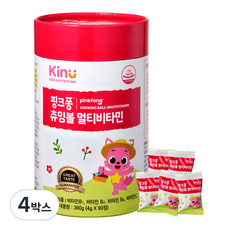 키누 핑크퐁 츄잉볼 멀티비타민, 90정, 4박스