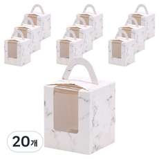 메리벨르 종이 손잡이 선물 포장 박스 투명창 답례품 상자 1구 9.2 x 9.2 x 11 cm, 마블, 20개