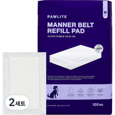 포우라이트 강아지 매너벨트용 리필 패드, 중형, 100개입, 2세트