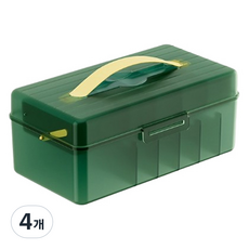 ABM 2層小物電線收納盒, 4個, 綠色