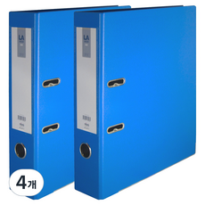 MiDAS HYUNPOONG 槓桿式 LA 文件夾 2孔 直式 素面 7cm, 藍色, 4個