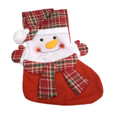 摩達客 耶誕蘇格蘭反摺聖誕帽造型聖誕襪, 雪人款, 1組, 38*18cm