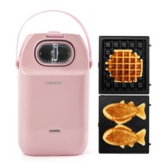 LIVING SENSE 2合1手提定時三明治鬆餅機, LS-WM255TP（粉色）