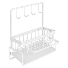 水槽瀝水架 金屬加高款 24.4 x 23 x 9.4cm 白色 附免釘貼, 1層, 1個