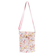 TSUM TSUM 織帶透明斜背包 滿版圖案設計, 公主 粉色+透明