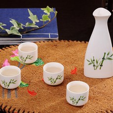 L'amour 德利瓶酒杯 5入組 綠色, 1套, 酒瓶 + 酒杯 4入