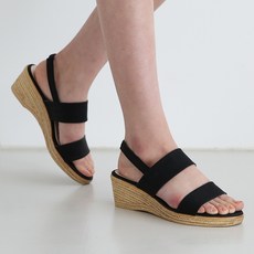 dangolunni 女款 La Vian 雙繫帶楔型涼鞋 5cm, 黑色, 240