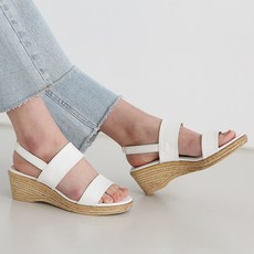 dangolunni 女款 La Vian 雙繫帶楔型涼鞋 5cm, 白色, 225