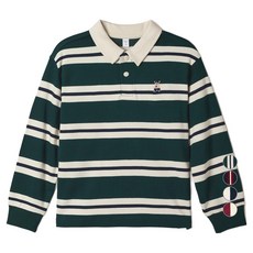 SPAO Kids 兒童款Kudy條紋橄欖球棉質長袖T恤