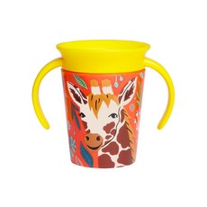 munchkin 滿趣健 360度繽紛防漏練習杯 紅點設計獎 美國牙醫推薦 360度輕鬆抿杯緣喝水 360度自動鎖水 好清洗, 長頸鹿, 177ml, 1個