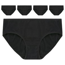 Base Alpha Essential 女性日常棉質彈性內褲 5件, 黑色