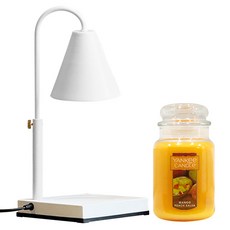 YANKEE CANDLE 計時型高度可調整融蠟燈+蠟燭組 L號 芒果蜜桃款, 白色（暖色）