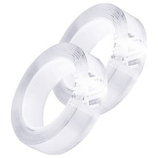 deLi 得力 牢固黏貼矽膠雙面膠帶 窄版 厚度 2mm, 透明, 2個