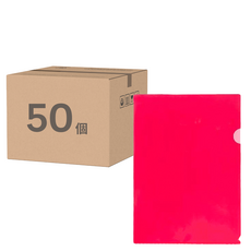 L型文件收納夾，50件組, 透明紅色, 1組