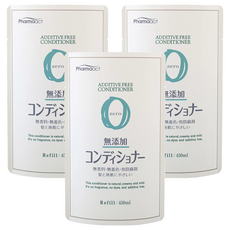 KUMANO 熊野油脂 Pharmaact 無添加潤髮乳補充包 450ml 無香料 無著色 無防腐劑, 3包