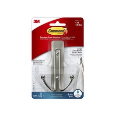 3M Command 無痕 金屬防水大型雙鉤, 銀色, 1個