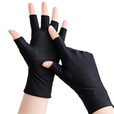 하루리빙 여성용 자외선 차단 손가락 장갑 양손 착용 세트, 블랙, 1세트