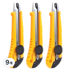 다다 잠금식 커터칼 XF-233 18mm, 옐로우, 9개