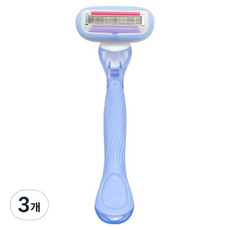바롬몰 여성용 5중날 긁힘방지 면도기 롱 블루헤드 5.5 x 13.8 cm + 블레이드 세트, 1개입, 3개