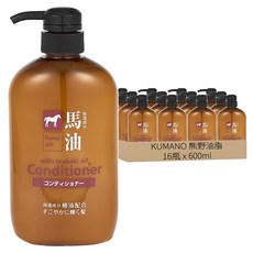 KUMANO 熊野油脂 HO馬油潤髮乳, 16瓶, 600ml