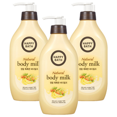 HAPPY BATH Natural系列 保濕香氛身體乳 植物性成分 潤澤保濕, 450ml, 3瓶