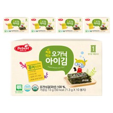 Bebest 孩童烘烤海苔 10包入, 無調味, 13g, 5盒