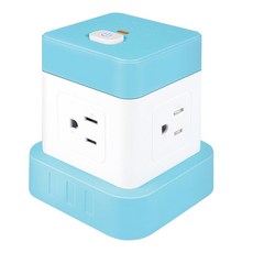 Dr.AV 聖岡科技 魔方立式 延長線 3孔 83 x 83 x 102mm 390g, 1m, 藍色 + 白色, 1個