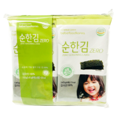 bebefood 寶寶福德 海苔 韓國紫菜製成 獨立包裝, 無鹽, 11.6g, 1包