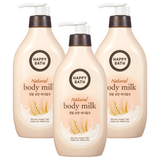 HAPPY BATH Natural系列 保濕香氛身體乳 牛奶嬰兒香 含有大米、大麥籽萃取物, 450ml, 3瓶