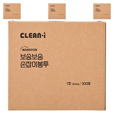 크린아이 보송보송 손잡이 봉투 베이비파우더향 300매, 3L, 4개