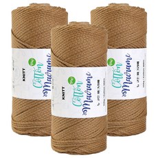 니뜨 뉴 코튼 마크라메 뜨개실 150g, 3개, 06라떼