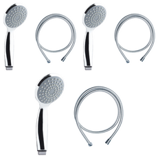 SAMWON COBRA ABC蓮蓬頭+金屬淋浴軟管 1.5m組, 鍍鉻(蓮蓬頭)+銀色(軟管), 3組