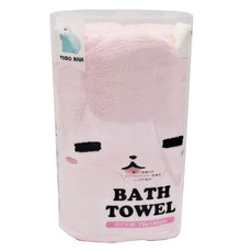 YODO XIUI 兒童動物造型斗篷浴巾 聚酯纖維 錦綸 140x70cm 高效吸水 快速乾燥 A類面料 零甲醛, 粉瞇瞇眼兔, 1條