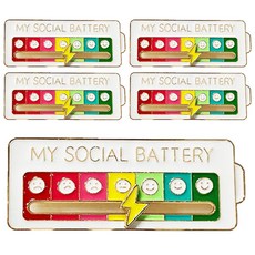 社交電量胸針 方形 合金電鍍材質 尺寸約 2.1x5.1cm, 白色, 5個