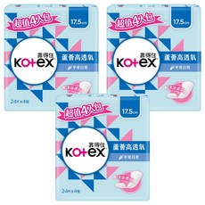 Kotex 靠得住 蘆薈高透氧護墊 平常日用 沐浴香氛, 17.5cm, 96片, 3組