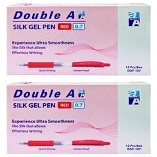 Double A 絲滑凝膠筆，紅色，0.7mm，12支/盒裝, 24支