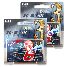 KAI 貝印 3刀刃刮鬍刀刀片 BSE-6K3S, 6入, 2組