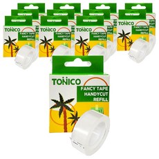 Tonic'o 透明膠帶補充包 辦公用 Handy Cut 花式膠帶補充包 18mm X 20M 透明, 12個