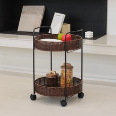 house recipe. Rato 圓形藤編推車, 深棕色, 2層