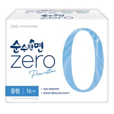순수한면 제로 순면 뉴 생리대 날개형, 중형, 16개입, 1개