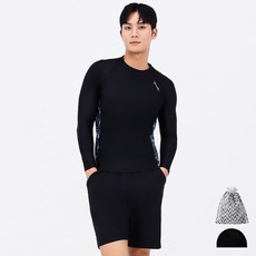 Aquatica 男士皮疹防護上裝和下裝套裝 AQAMAS-PZ, 黑色