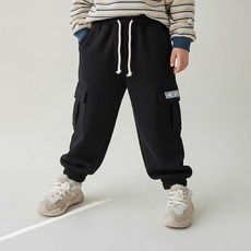 WALTONKIDS 冬季工裝刷毛束口褲