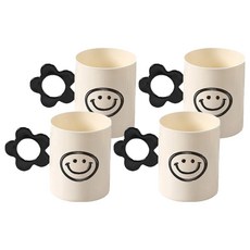 THE ZAKKA 微笑花朵浴室漱口杯, 黑色, 4個